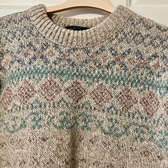 Vintage 90's Eddie Bauer Pastel Fair Isle Knit Crewneck Sweater - Picture 2 of 6